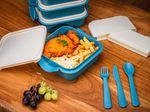 Lunch box MagicHome, 4 pieces, with cutlery, 4x0,8 lit, 16x19,5x26 cm