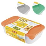 Tartó Curver® Set Rectangular, 3 db-os készlet, 500/1000/2000 ml, színkeverék menta/szürke/őszibarac