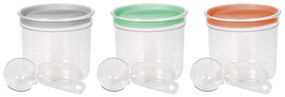 Tartó Curver® DRY FOOD, 1000 ml, mérőpohárral, színkeverék menta/szürke/őszibarack, 130x120 mm