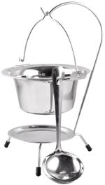 Serving Set MagicHome, 800 ml, stainless steel, mini cauldron with stand and ladle
