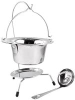 Serving Set MagicHome, 800 ml, stainless steel, mini cauldron with stand and ladle