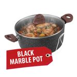 Hrniec MagicHome Black Marble Line, 20 cm, 2200 ml, s pokrievkou