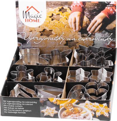 MagicHome pogácsaszaggató, sütéshez, karácsonyi, forma, 6 mintás, eladó doboz 36 db