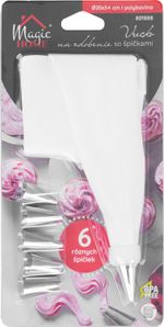 Bag MagicHome, for decorating, pastry, with 6 nozzles, 20x34 cm