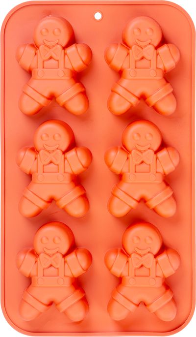 Forma MagicHome, na pečenie, vianoce, silikón, 6 kusov postavičky perníček, 29,5x17,5x2,7 cm