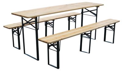 DORTMUND sörpad szett Max, asztal 220 x 70 x 77 cm, 2x pad 220 x 25 x 47 cm, fa 27 mm