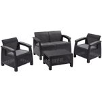 Terrace Set CORFU, graphite/coolgrey, table, sofa, 2x chair