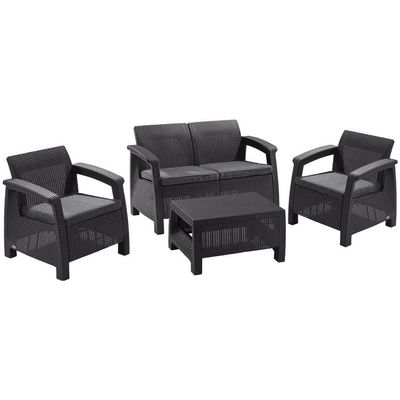 Terrace Set CORFU, graphite/coolgrey, table, sofa, 2x chair