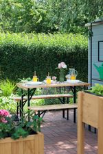 Beer set DORTMUND Mini3, table 117x56x76.5 cm, 2x bench 117x25x46.5 cm, wood 27 mm