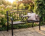 Bench PEGI, garden, with small table, metal, 127x53x84 cm