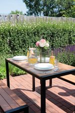 Set GARDIVA záhradný, stôl 118x58x75,5 cm, 2x lavička 108x25x45 cm