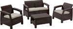 Set Allibert CORFU, terrace, brown/oat, table, sofa, 2x chair