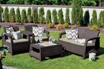 Set Allibert CORFU, terrace, brown/oat, table, sofa, 2x chair