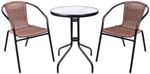 Balcony set ALESIA, brown, table 70x60 cm, 2x chair 52x55x73 cm, steel