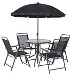 Set záhradný LETICIA GREY, stôl 85x71 cm, 4x stolička 38x38x50 cm, dáždnik 180 cm