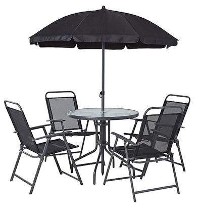 Garden set LETICIA GRAY, table 85x71 cm, 4x chair 74x53x91 cm, umbrella 180 cm