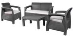 Terrace set ANTIGUA, Mocca brown, table, armchair 2+1+1
