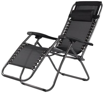 <p>Lounger CAROLINA, black, adjustable, 177x66x113 cm</p>