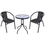 Balcony Set ALESIA, black/anthracite, table 70x60 cm, 2x chair 52x55x73 cm, steel