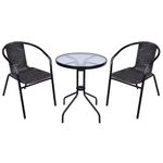 Balkon szett ALESIA, fekete/antracit, asztal 70x60 cm, 2x szék 52x55x73 cm, acél