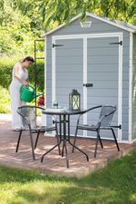 Set balkónový ALESIA, čierny/antracit, stôl 70x60 cm, 2x stolička 52x55x73 cm, oceľ