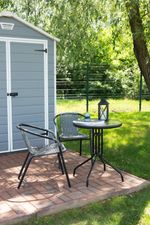 Balkon szett ALESIA, fekete/antracit, asztal 70x60 cm, 2x szék 52x55x73 cm, acél