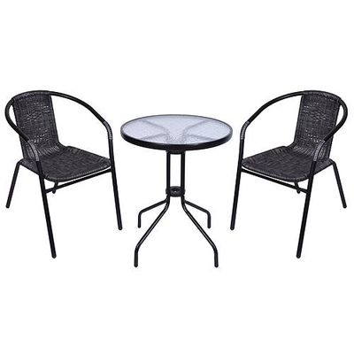 Balkon szett ALESIA, fekete/antracit, asztal 70x60 cm, 2x szék 52x55x73 cm, acél