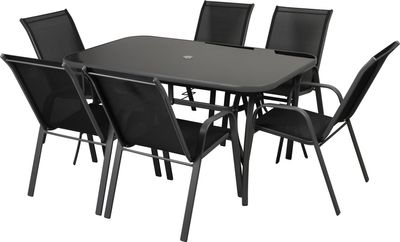 Terrace set ANTOINE, 1x table, 6x chair, Moonstone