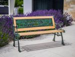 Bench MINI JUMANJI, garden, metal/wood, small, 82x39x50 cm