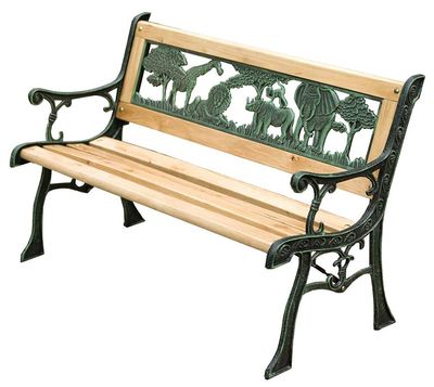 Bench MINI JUMANJI, garden, metal/wood, small, 82x39x50 cm