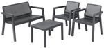 Set terasový Allibert EMILY, graphite, stôl, 2x kreslo, 1x dvojkreslo, podušky