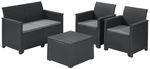 Terrace set Allibert EMMA, graphite/coolgray, table, bench, 2x armchair