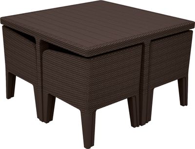 Terrace set Allibert COLUMBIA, whiskey brown/mushroom, table, 4x armchair