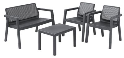 <p>Terrace set Allibert EMILY, graphite, table, 2x armchair, 1x double armchair</p>