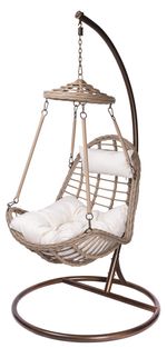Fotel SULAWESI, max. 150 kg, PE rattan, hintázó, kerti, párnával és ülőpárnával
