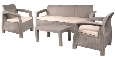 Terrace set BAHAMA, Capuccino, camel, table, chair 3+1+1