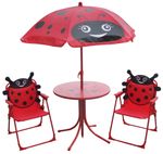 Garden Set LEQ MELISENDA Mariquita, ladybug, parasol 105 cm, table 50 cm, 2 chairs, children's