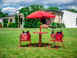 Garden Set LEQ MELISENDA Mariquita, ladybug, parasol 105 cm, table 50 cm, 2 chairs, children's