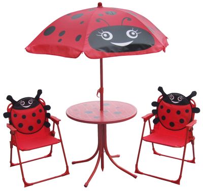 Set LEQ MELISENDA Mariquita, ladybug, parasol 105 cm, table 50 cm, 2 chairs