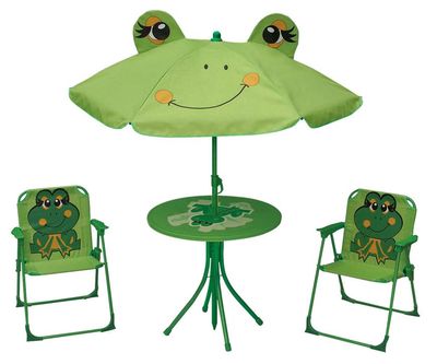 Kerti készlet LEQ MELISENDA Rana, béka, napernyő 105 cm, asztal 50 cm, 2 szék
