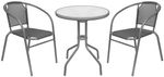 Balcony seating set BRENDA, gray, white table 72x59 cm, 2x chair 60x71 cm