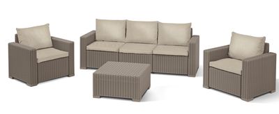 Terrace set Allibert CALIFORNIA, cappuccino/sand,table, 2x armchair, 1x triple armchair