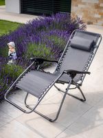 Lounger SONORA, grey, adjustable, max. 120 kg, 66x177x108 cm