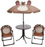 Garden Set LEQ MELISENDA Mono, monkey, parasol 105 cm, table 50 cm, 2 chairs, children's