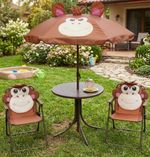 Garden Set LEQ MELISENDA Mono, monkey, parasol 105 cm, table 50 cm, 2 chairs, children's