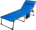 Lounger BOGOTA, blue, with side storage pocket, 188x55x27 cm