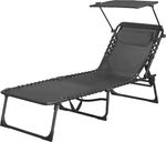 Lounger CONOPEUM, with canopy, grey-black, adjustable, 188x56x28 cm
