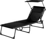 Lounger CONOPEUM, with canopy, black, adjustable, 188x56x28 cm