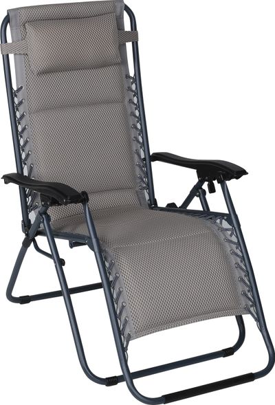 Lounger CAROLINA, grey, adjustable, 160x60x110 cm