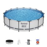 Pool Bestway® Steel Pro MAX, 56488, cartridge filtration, filter, ladder, cover, 457x107 cm